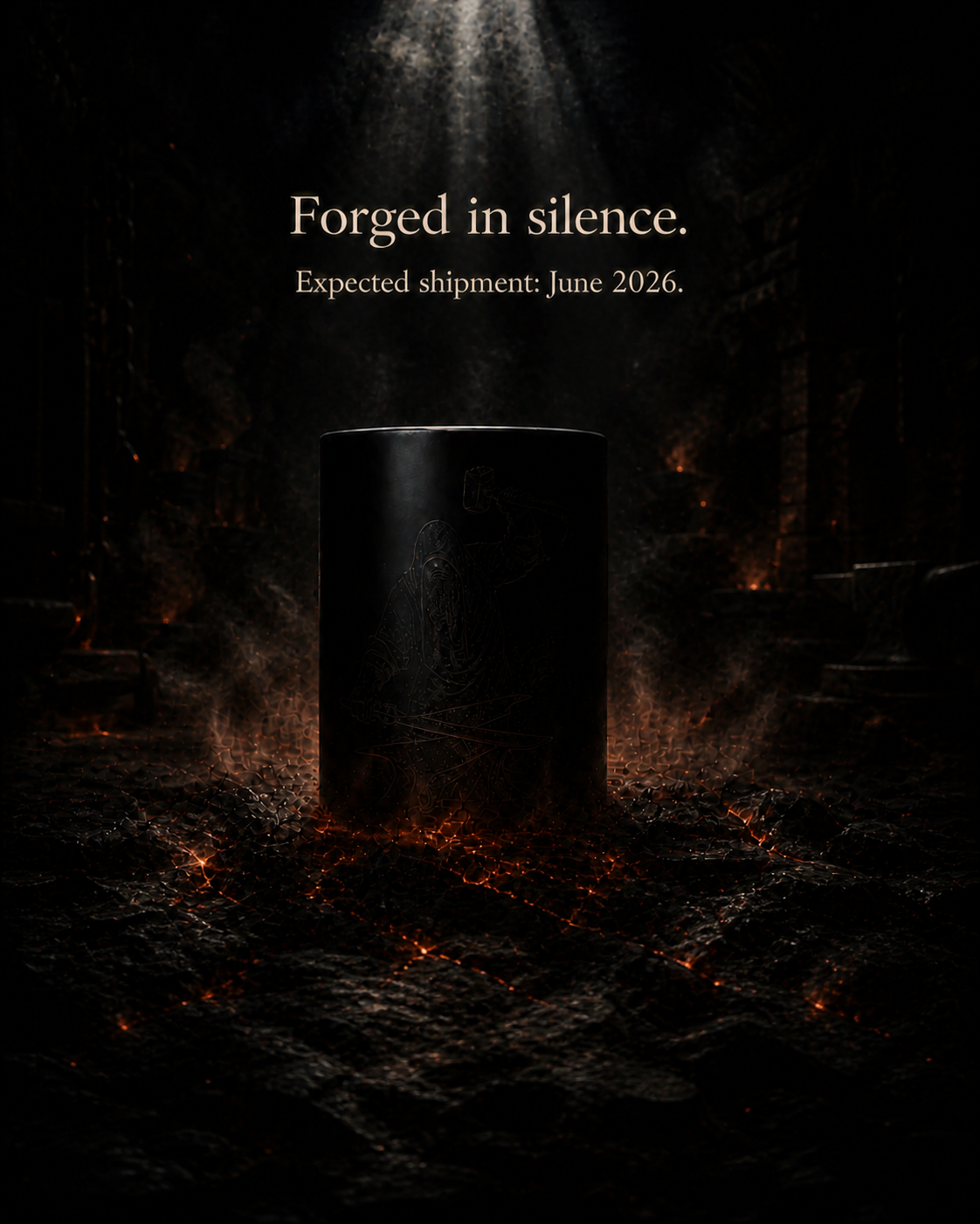 The Blacksmith fire forged candle artefact with smoke and metal atmosphere by RELIC