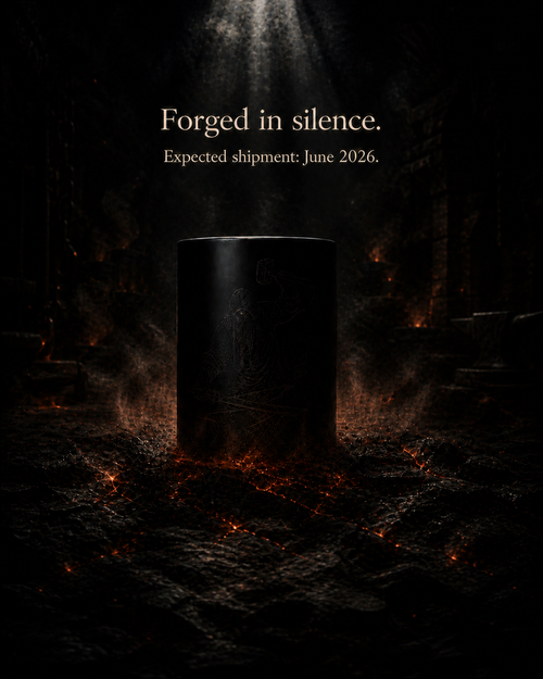 The Blacksmith dark luxury candle with forge and ember atmosphere
